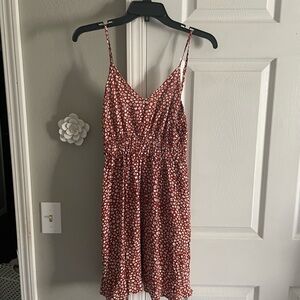Floral Brownish Orangish Spaghetti Strap Dress